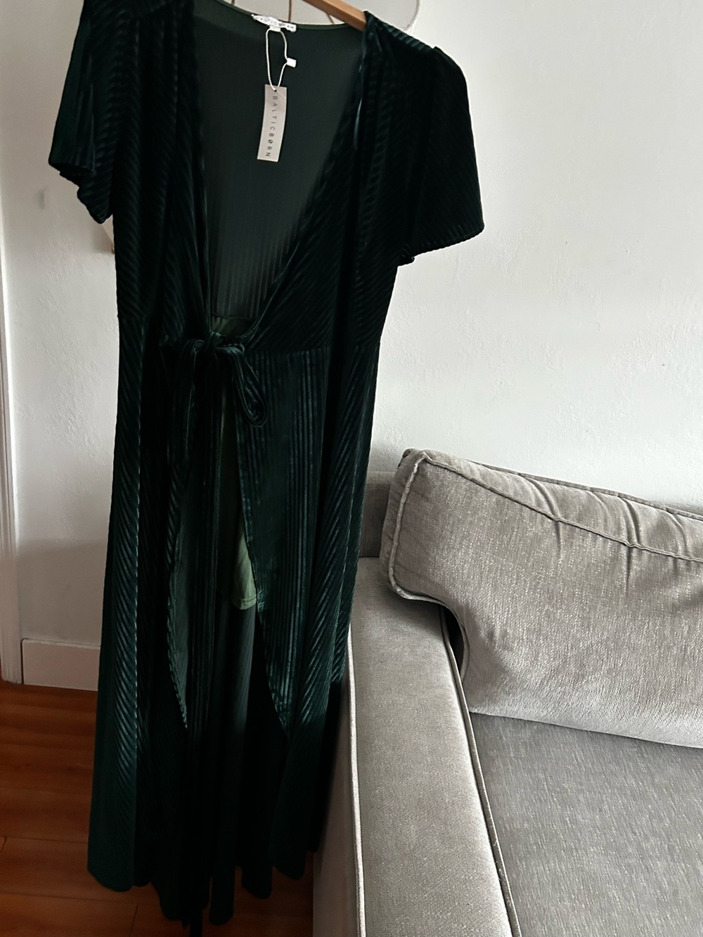 Baltic Born Velvet Wrap High-Low Dress L Green Whimsigoth Vampy - Picture 2 of 11
